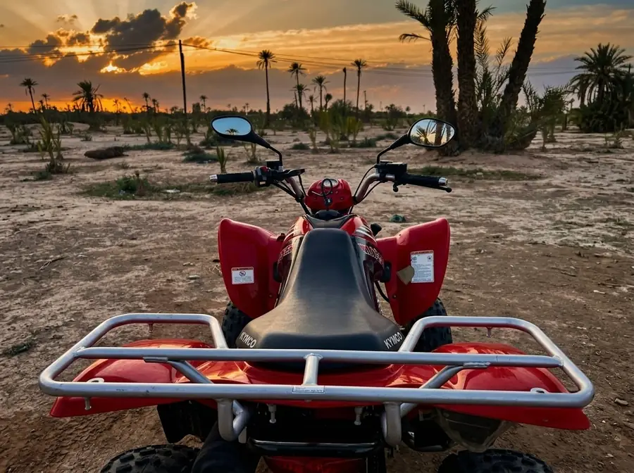 Quad bike at sunset in Palmeraie, Marrakech